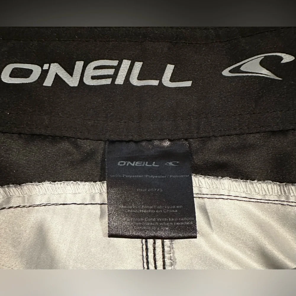 O'Neill Men's Black and Gray Plaid Board Shorts Size 38
